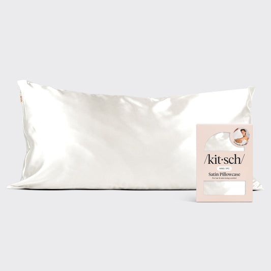 KITSCH Ivory King Satin Pillowcase — hero view