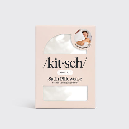 KITSCH Ivory King Satin Pillowcase