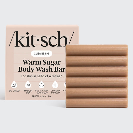 KITSCH Cleansing Warm Sugar Body Wash Bar — hero product shot — Gentle yet effective body wash cleanses without stripping, perfect for daily use — infused with decadent notes of warm vanilla, spun sugar, and pink grapefruit