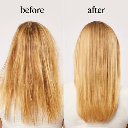 KITSCH Moisturizing Argan Milk Leave-In Conditioner — before and after model hair transformation — showcasing enhanced softness and reduced frizz with plant-based Actimilk™Argan