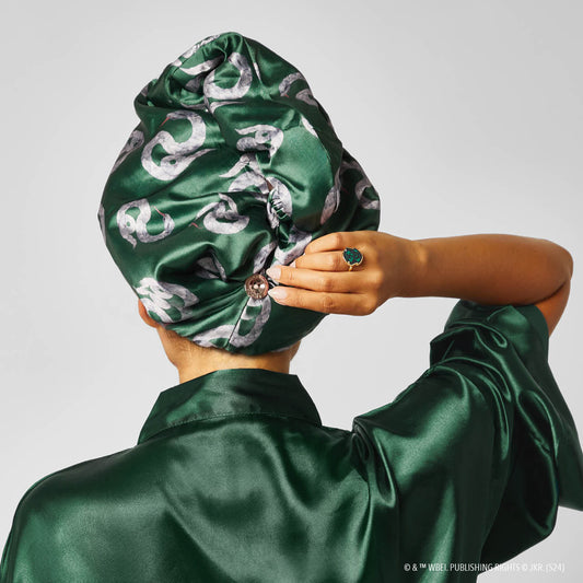Slytherin Satin Wrapped Hair Towel, KITSCH